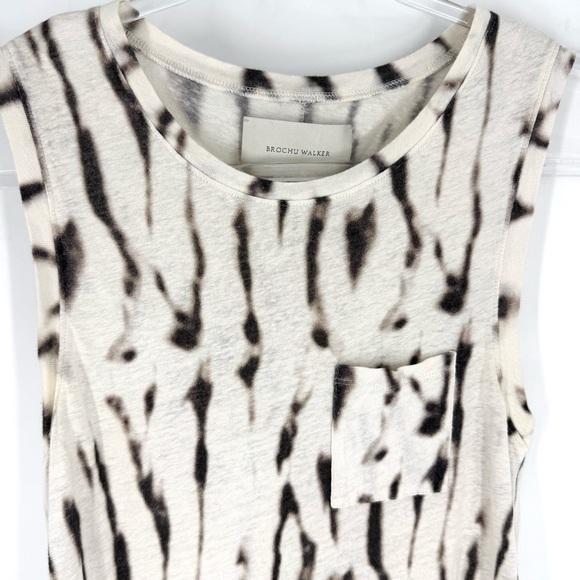 Brochu Walker Batik Print Sleeveless Top Cream Brown Size XS - Picture 2 of 7